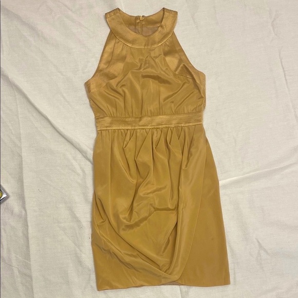Bebe Gold Halter Neck Wrap Sheath Mini Dress with gorgeous details - Picture 7 of 16